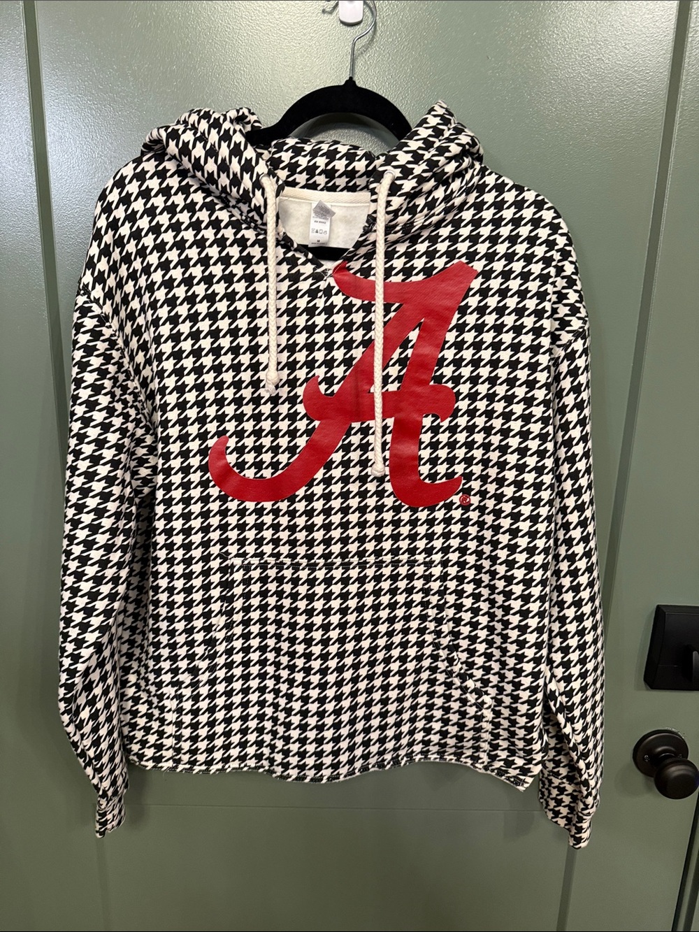 Houndstooth Hoodie with Red Script A